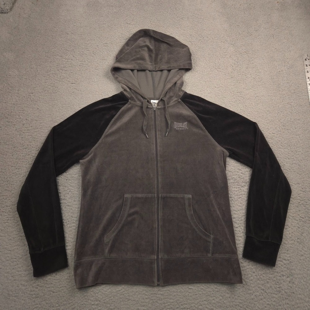 Everlast Sport Women's Large‎ Gray Velour Full Zip Hoodie Jacket